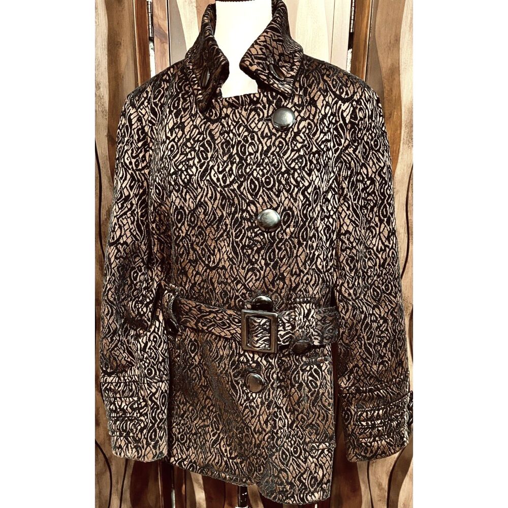 roz & ALI animal print/jacquard trench coat. Size XL.